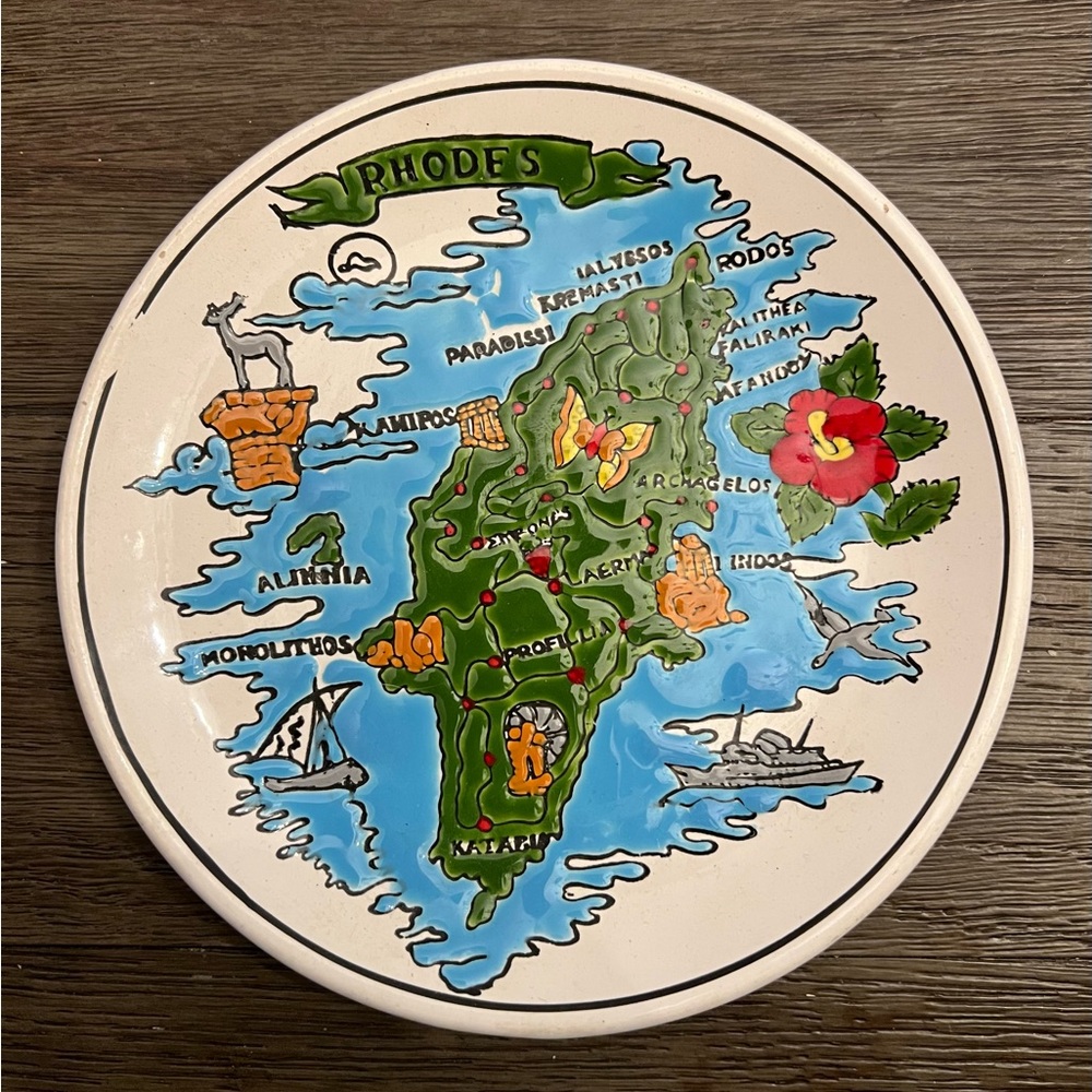 Wall commemorative plate Rhodes - Rhodes souvenir dakas ceramic - handmade